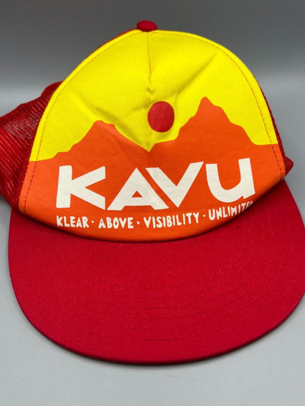Vintage KAVU Hawaii Trucker Hat Mesh Back Green White Cap Rare